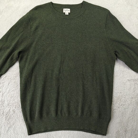 J Crew Crewneck Sweater Men's L Moss Green Minimalist Preppy 100% Cotton - Picture 2 of 6